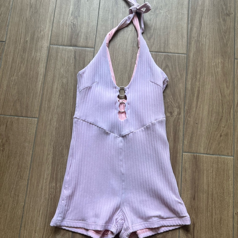 tiger mist pink halter romper